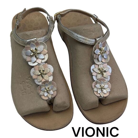 Vionic Women's 9 Paulie T-Strap Sandal Champagne ORTHAHEEL - Picture 1 of 6